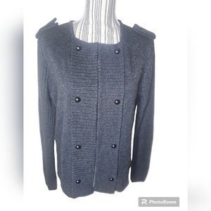 Cable & Gauge women's gray long-sleeved open front sweater size L